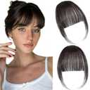 Clip in Bangs 100% Real Human Hair Extensions Wispy Brown Black Fake Bangs Hair Clip on bangs for women Fringe with Temples Hairpieces Faux Bangs for Daily Wear