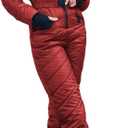 Yousify Womens Snow Suits Onesie Snowsuit One Piece Winter Ski Jacket (Red) XXL