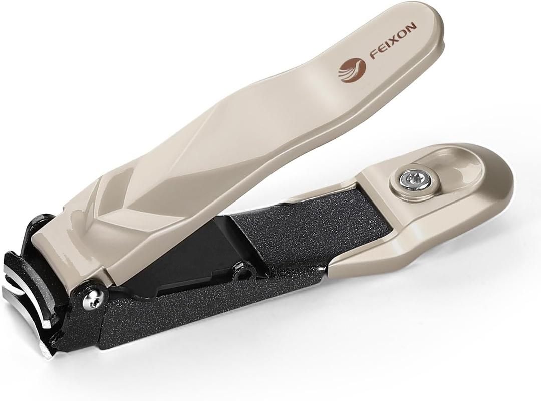 Nail Clippers for Men Women with Catcher - No Mess,Self-Collecting Heavy Duty Nail Clippers for Fingernails & Toenails, for Adult,Home,Travel,Gifts (No Splash Design) (Champagne)