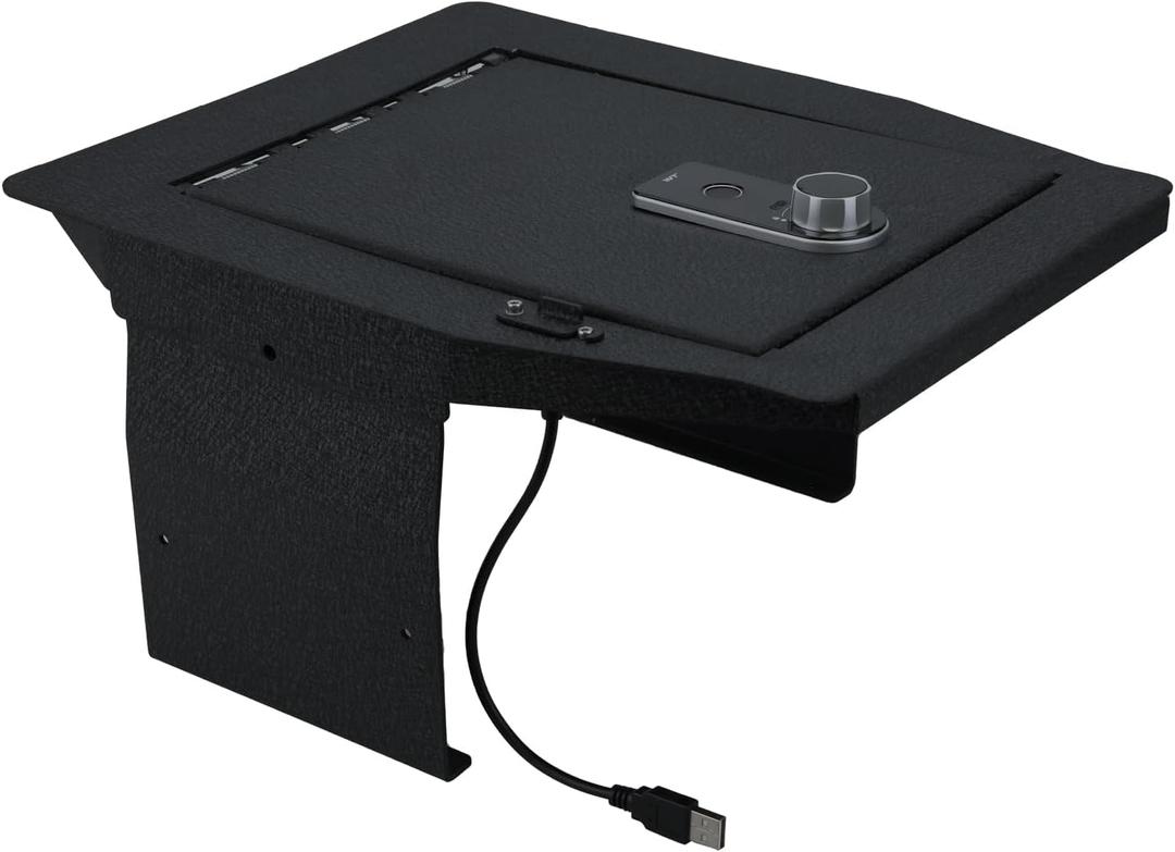 Center Console Safe Vault - KEREN Console Gun Safe Box Compatible with Ford F150 2015-2020, with Superior Fingerprint Lock