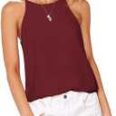 Womens Tank Tops Dressy Loose Fit Workout Tops Summer Casual Sleeveless Tshirts Wine Red, Size: S
