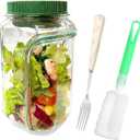 Salad Pod Jar, Portable Salad Container with Dressing Compartment and cleaning brush, The Original Salad Pod, Suitable for Home, Outdoor, Travel and Party (Green,1000ml)