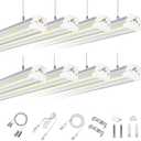 ONLYLUX LED Shop Lights 8ft, 100W 15000LM 6500K Cold White, Upgrade Linkable Widen Thicken Garage Lights, Hanging or Surface Mount, Plug and Play, 8ft LED Shop Light (8 Pack)
