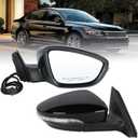 Right Passenger Side Mirror Compatible With 2016 2017 2018 2019 2020 2021 2022 VW Passat With Power Folding Power Glass Heated Turn Signal Black Replace#561857508BB9B9(8Pins)