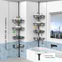 KEGII Corner Shower Caddy Tension Pole - Shower Tension Rod Organizer, Floor to Ceiling Shower Caddy 25-114.2 inch, Towel Rack Corner Waterproof, Black