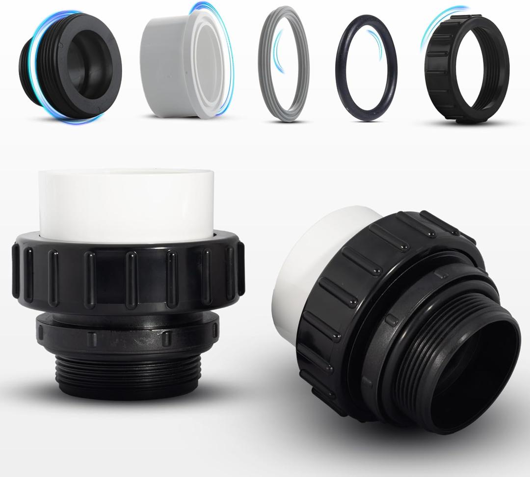 High-Temp Joints  2-Pack 1-Set Hi Temp Union Compatible with Whisperflo, Intelliflo  2" Threaded Connectors for PVC Pipes  2-inch PVC Union Replacement for Pool Pumps