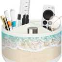 TV Remote Control Holder for Table, 360 Swivel Pen Holder for Desk Organizers and Accessories, Nightstand Organizer Caddy for Media Controllers/Office Supplies, Bedside Decorations for Living Room (Beach)