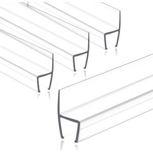 Frameless Shower Door Seal Strip 4 Pack x 39 Inch H for 3/8" Thick Glass Shower Door Side Seal Strip Bottom Seal Door Sweep Ultra Clear Polycarbonate, Stop Shower Leaks Create A Water Barrier