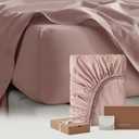 Double Stitch Cotton Tencel Fitted Sheet - King Size Fitted Sheets Deep Pocket, Soft Hotel Bedding, Cooling & Breathable for Hot Sleepers, Up to 16 inches, Dusty Mauve (King (78" x 80"))