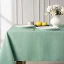 Softalker Sage Spring Jacquard Tablecloth Rectangle 52 x 70 Inch - Green Waterproof & Stain Resistant Premium Decorative Table Cloths for Dinning Room, Easter, Parties, Weddings & Outdoor