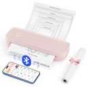 MUNBYN Portable Printers Wireless for Travel ITP04, Inkless Printer, Thermal Bluetooth Printer, Support 8.5x11&A4 Thermal Paper, Compatible with Android and iOS Phone & Laptop, Small Printers (Pink)