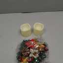 2 Set Christmas Centerpiece Table Decorations Flameless Tea Lights Candles with Red Poinsettia Candle Holders Pinecones Berry Candleholders for Christmas Tabletop Decor(Multi Color)