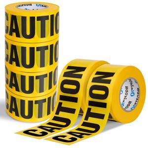 1 Pack Yellow Caution Tape Bulk Pack, 3in x 6000ft, Waterproof Safety Tape Roll for Construction, Hazardous Areas, Halloween Decor
