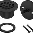 Trip Lever Tub Trim Kit Set with Two Hole Trip Lever Overflow Face Plate, Grid Tub Drain Kit, Bathtub Drain Assembly Stopper Kit, Overflow and Matching Screws(Matt Black)