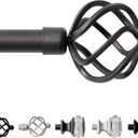 Sharpliving Bronze Short Window Curtain Rod with Brackets Adjustable 30 to 48 Inch, 1 Pack 3/4 Inch Diameter Single Blackout Curtains Rod with Spiral Finials for Sliding Glass Door