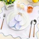 Cotton Linen Placemats and Napkins Set of 4 100% Pure Linen Scalloped Wavy Embroidery Placemats 13 x 19 Inch Cloth Napkins 20 x 20 Inch Layered Washable for Restaurant Kitchen Housewarming Gift