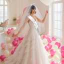 3 Pcs Bachelorette Party Decorations Fresh off the Market Sash Silver Bridal Crown with White Veil for Women Bachelorette Party Bridal Shower Supplies Gifts Wedding Accessories