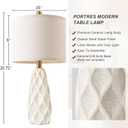 20.75" Small Table Lamps for Living Room Bedroom Lamps Set of 2 Ceramic Modern Boho Bedside Lamps Night Stands Farmhouse Vintage Nightstand Lamp Reading Light Home Office Dorm Desk Deco Gifts, White