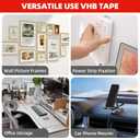 3M Double Sided Tape Heavy Duty 1in X 9.85ft, Heavy Duty Removable Mounting Tape for Wall, White Sticky Foam Tape, Picture Hanging Strips & Poster Hanger, Waterproof Adhesive Strips, Carpet Tape