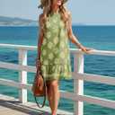 BLENCOT Womens Boho Dress Sleeveless Ruffle Mini Summer Vacation Casual Dresses (S)
