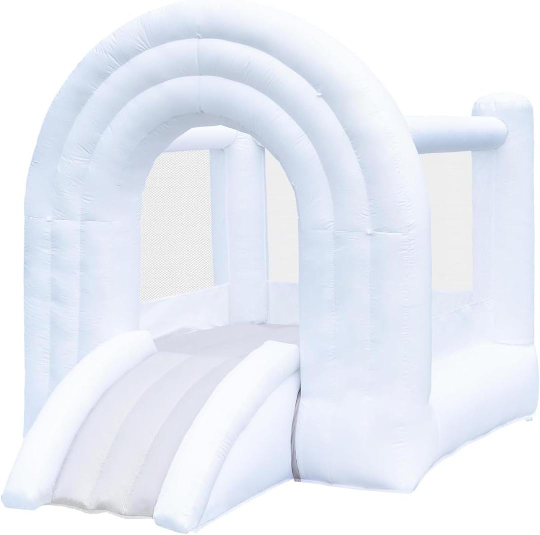 Magic Rainbow Bounce House, White Bounce House with Slide, Blower Included, Kids Bouncy Castle Indoor Outdoor, 8 L x 6 W x 6.7 H ft, Dreamy Play Space for Kids