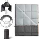 UNIKOME Outdoor Camping Blanket - Packable Waterproof Travel Blanket, Warm & Lightweight with Corner Loops for Cold Weather Hiking, 75"52", Grey&Light Grey