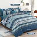 Cottolester Boho Comforter Set California King Size 8 Pieces, Teal Blue Comforter Bohemian Striped Bed in A Bag, Soft Microfiber Bedding Set for All Seasons