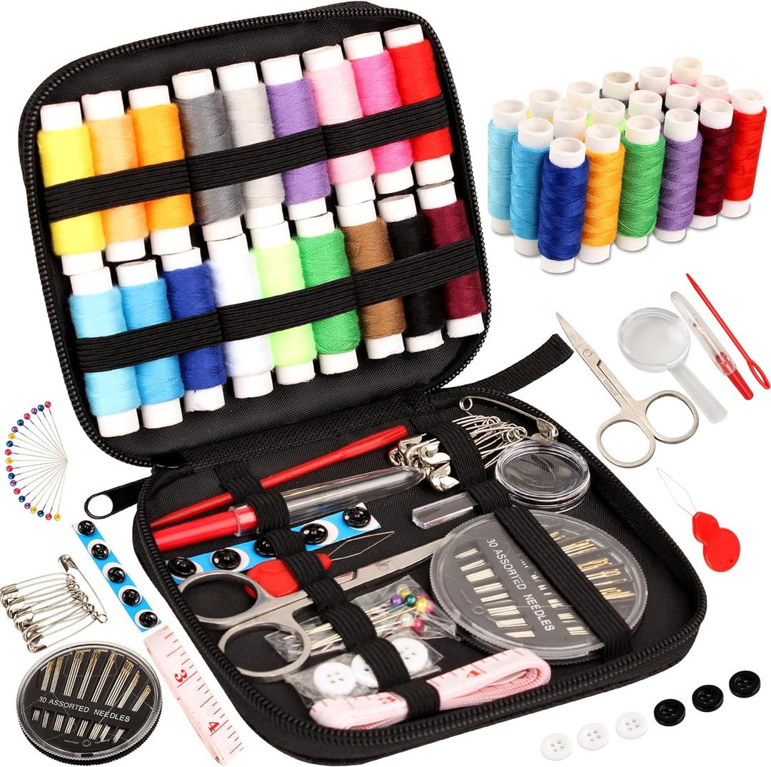 2 x Sewing Kit Basic,Marcoon Needle and Thread Kit with Sewing Supplies and Accessories for Adults,Beginner,Home,Travel,Emergency Including Scissors,Measure Tape,Needle Threader and More (1-18 Colors)