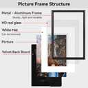 8x11 Picture Frame, Black Aluminum Metal Photo Frames with HD Glass, Fits 7x9 with Mat or 8 x 11 without Mat, Display for Wall and Table