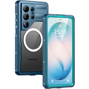 Lanhiem Magnetic for Samsung Galaxy S26 Ultra Case, IP68 Waterproof Dustproof Case, [Compatible with Magsafe] [Built-in Lens & Screen Protector] Full Body Shockproof Rugged Phone Case 6.9 inch, Blue