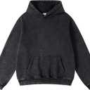 Dnzzs Mens Hoodies Pullover Oversized Acid Wash Hoodie Heavyweight Sweatshirts for Men Couples Vintage Clothes Streetwear (X-Large, Black)