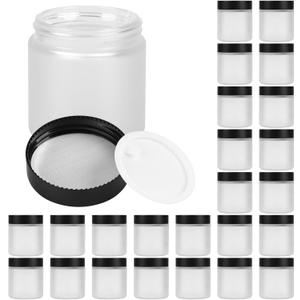 Glass Jars with Lids,Eco-Friendly Cosmetic Containers with Airtight Black Lids & Liners, Multi-Color Options for Cream, Lotion, Body Butter, DIY Skincare Travel Jars (Clear Frosted, 4oz)