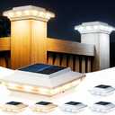 4x4 Solar Post Cap Lights Outdoor, KOOPER 6 Pack Brighter Fence Post Solar Lights with 3X Bigger Solar Panel, 2 Modes Deck Fence Post Lights Solar Powered Waterproof Fits 4x4 3.5x3.5 Vinyl Wooden Post