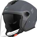 Adult 3/4 Open Face Motorcycle Helmet, Double Visor Motorbike Scooter Ebike Moped Cruiser Helmets for Men and Women DOT Approved (Grey, M)