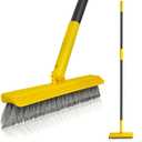 2 in 1 Grout Brush with 49.6" Long Handle, Swivel Grout Cleaning Brush V-Shape Grout Line Scrubber, 180Rotatable Shower Tile Scrub with Stiff Bristle for Deep Cleaning Shower and Corner (Black/Yellow)