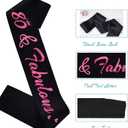 2 x 80 & Fabulous Birthday Sash, 80th Birthday Gifts idea for women, Funny 80th Birthday Party Suppiles, Black+ Pink(80 & Fabulous)