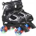 Nattork Kids Roller Skates for Boys Girls Kids, 4 Sizes Adjustable Quad Skates with All Light up Wheels - Birthday Gift for Indoor Outdoor Sports (Medium(1-4), Black)