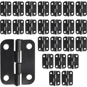 24pcs Butt Hinges Black Door Hinges, 1" x 3/4" Cabinet Door Hinge, Flat Folding Box Hinges for Jewelry, Wooden Box, Small Cupboard Furniture Hinges