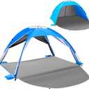 Beach Tent Sun Shelter for 34 People, UPF 50+ Beach Tent with Breathable 4-Door Design, 8.0mm Fiberglass Poles, Portable Sun Shade Canopy for Camping & Outdoor  Blue