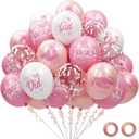74 Pack Pink and Rose Gold Graduation Balloons Class of 2026 Graduation Decorations - 12 Inch Pink White Congrats Grad Balloons with Ribbons, 2026 Grad Party Decorations for College, High School