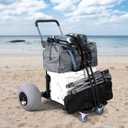 Beach Cart Foldable Fishing Trolley with 12 inch Balloon Wheels for Sand All-Terrain
