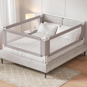 3-Pack King Size Bed Rail for Toddlers - Height Adjustable Baby Bed Rail Guard with Headboard Rod,Safety Bed Rails for King Size Bed with Child Lock(2 Sides 78.7" + 1 Side 74.8") (Light Gray)
