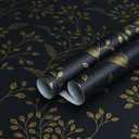 Heroad Peel and Stick Wallpaper Dark Blue Contact Paper Gold Floral Wallpaper Modern Boho Removable Contact Paper for Cabinets Drawers Bedroom Self Adhesive Vinyl Papel Tapiz para Pared 118" x 17.3"