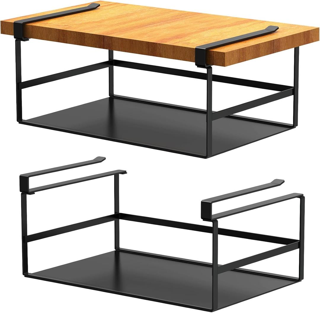 Under Shelf Storage Basket Organizer Hanging Holder for Kitchen, Pantry, Desk, Bookshelf, Cabinet Heavy Duty Slide-in Hanging Storage Basket (Black Small)