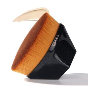 Foundation Makeup Brush For Self Tanner Flat Top Kabuki Hexagon Face Blush Liquid Powder Foundation Brush for Blending Liquid, Cream or Flawless Powder Cosmetics with Bonus Protective Case (Black)