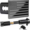 METOWARE Trailer Hitch Covers, Heavy American Flag Metal Hitch Cover for 2 Inch Receivers, Tow Hitch Covers for Trucks Accessories (with Anti-Rattle 5/8-Inch Diameter Hitch Lock)