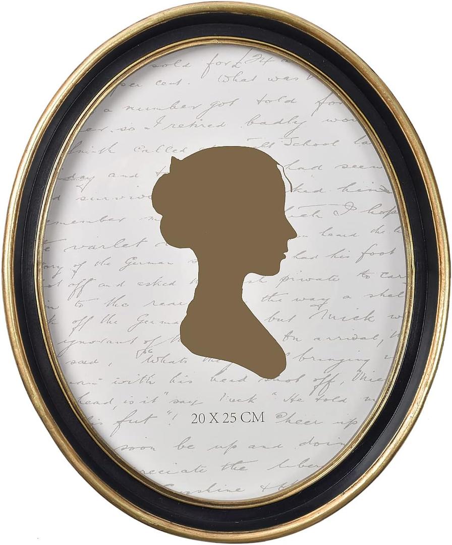 AELS 8x10 Inch Vintage Picture Frame, Elegant Antique Photo Frames with Glass Front, Photo Display, Tabletop Wall Hanging, Gift Ideas, Black Oval with Gold Trim