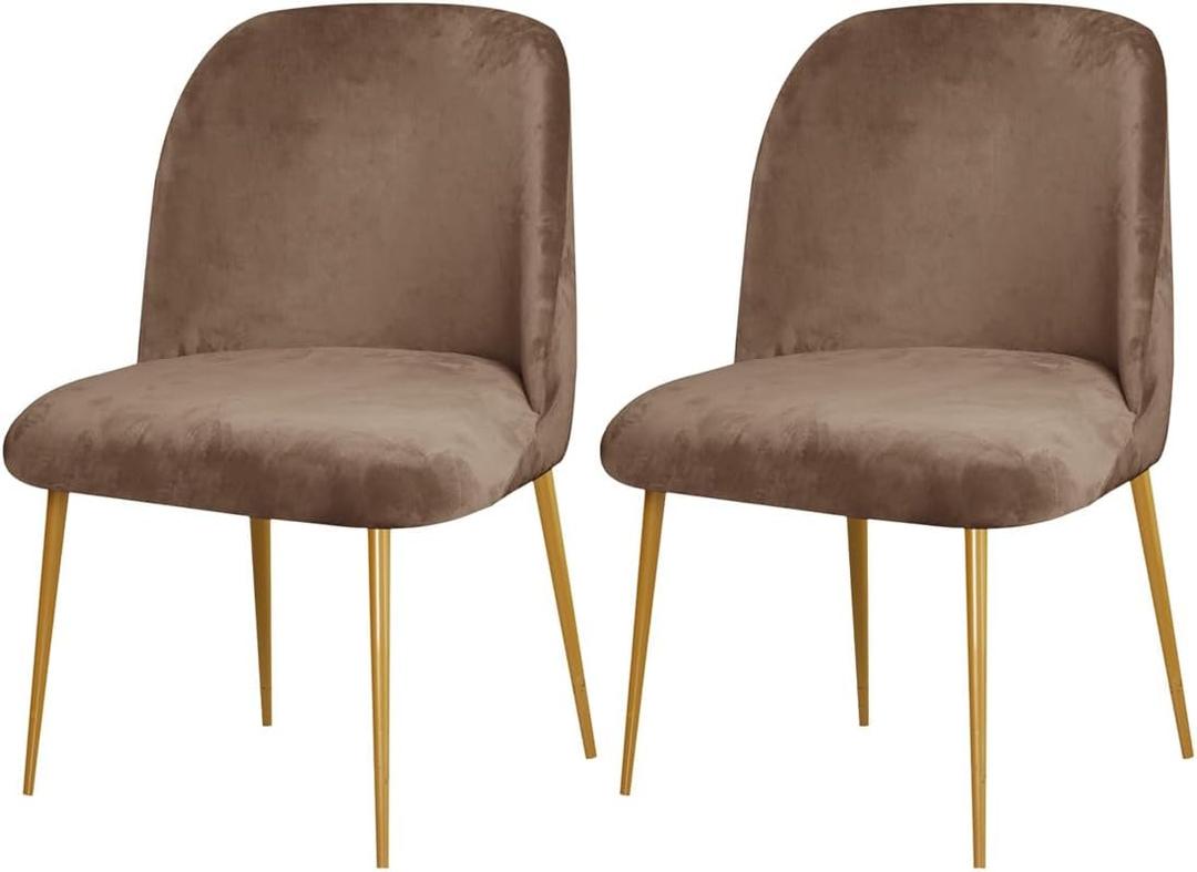 2 Pack Velvet Dining Room Chair Slipcovers Washable Removable Stretch Short Back Armless Curved Chair Protector for Home Decor Living Room