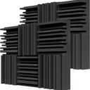 TroyStudio Thick Acoustic Foam Panels, 12 X 12 X 3 Inch 8 Pcs Broadband Sound Absorbing Foam, Dense Soundproof Padding Tile, Recording Studio Foam Absorber, Groove Decorative 3D Wall Ceiling Panel