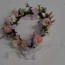 Baby Girls Flower Crown Flower Girl Headpiece Boho Little Wreaths for Weddings, Family Photography (Champagne White)
